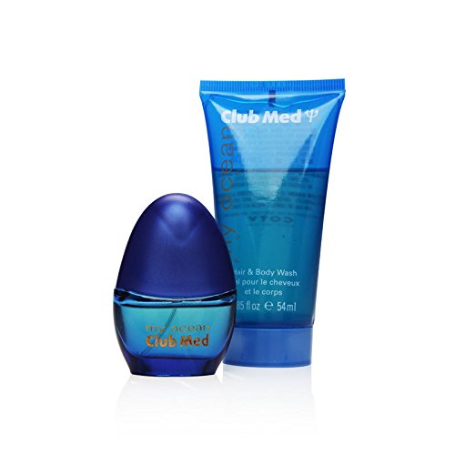 Club Med My Ocean By Coty For Men. Gift Set ( Eau De Toilette Spray 0.33 Oz + Hair & Body Wash 1.8 Oz )