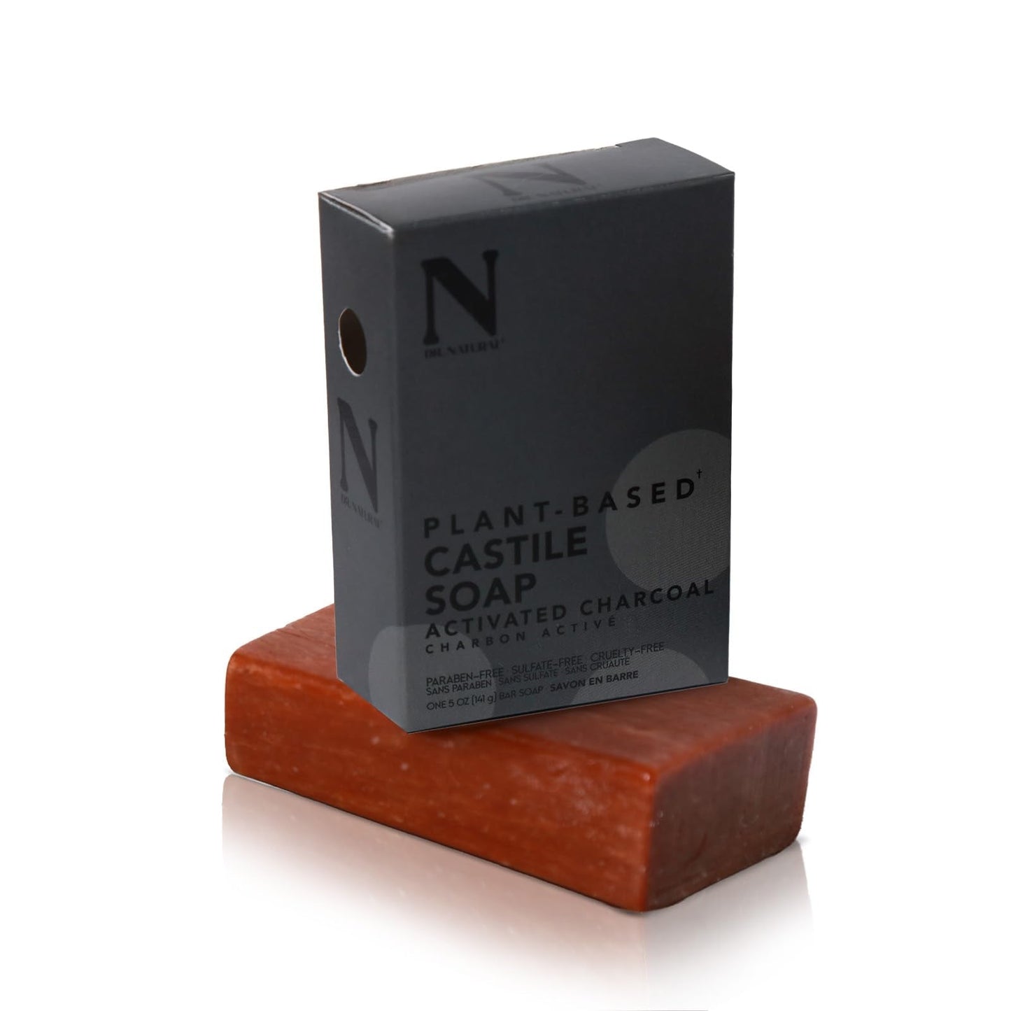Dr. Natural Pure Castile Soap, Activated Charcoal, 5 Oz - Plant-Based - Made With Shea Butter - Rich In Essential Oils - Paraben