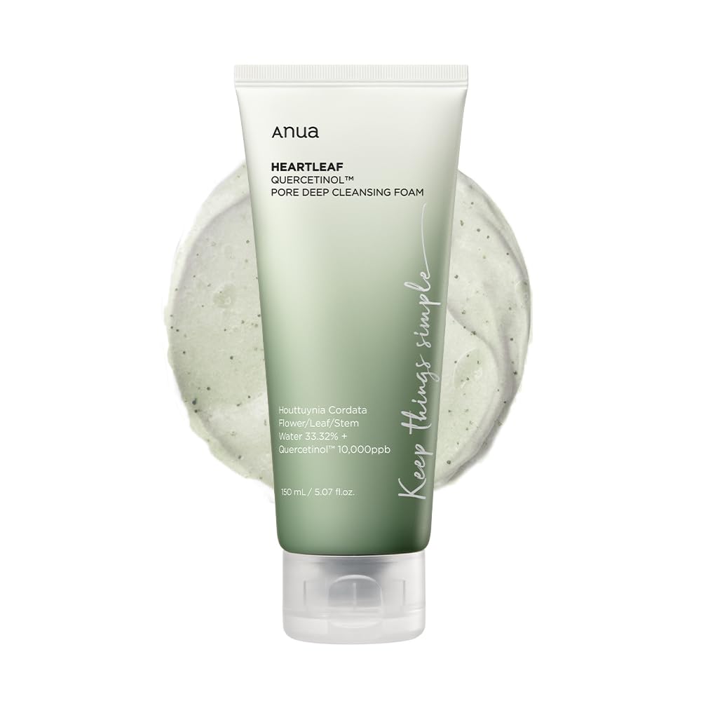 Anua Heartleaf Quercetinol Pore Deep Cleansing Foam, 5.07 Fl Oz (150 Ml)