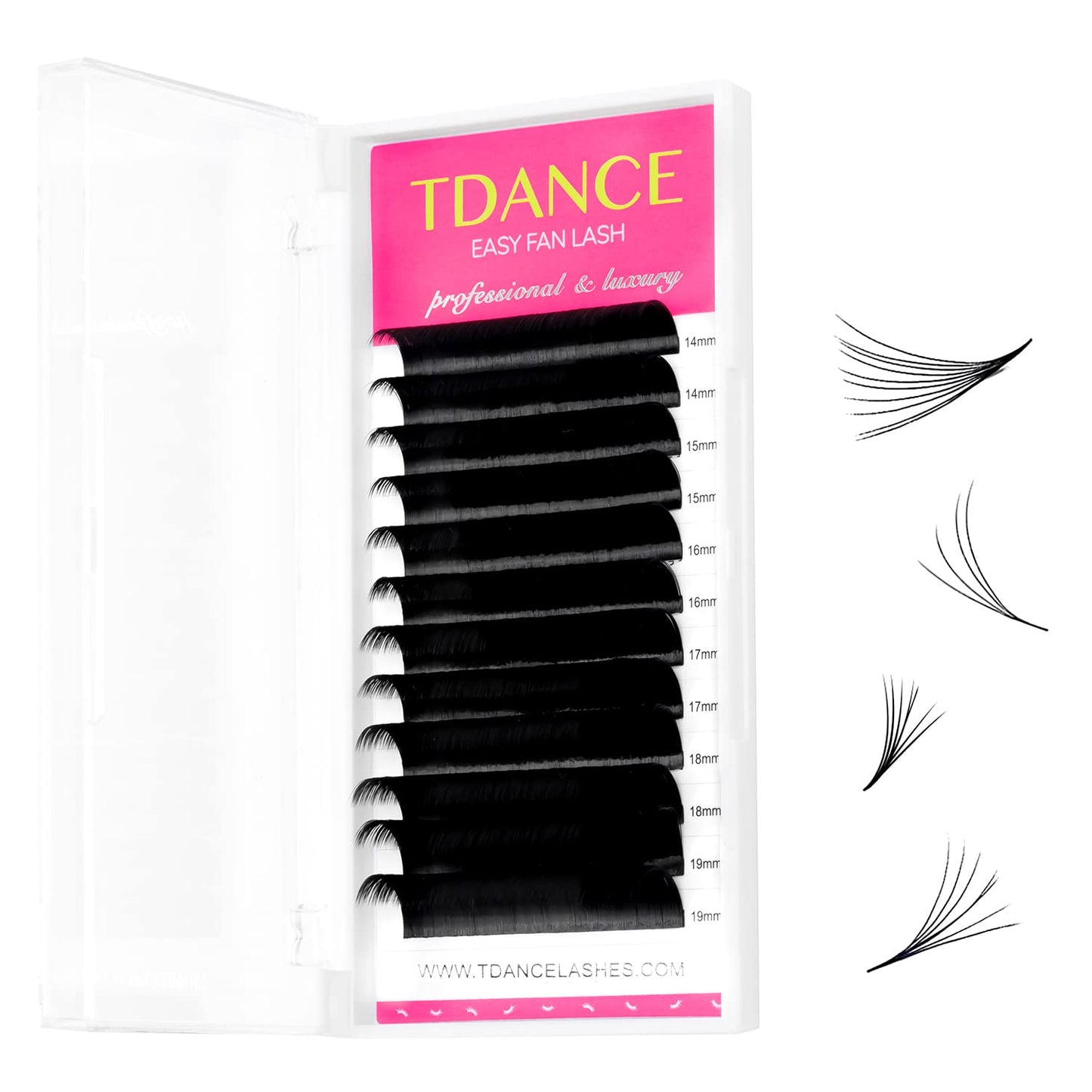 Tdance Eyelash Extension Supplies Rapid Blooming Volume Eyelash Extensions Thickness 0.07 Dd Curl Mix 14-19Mm Easy Fan Volume La