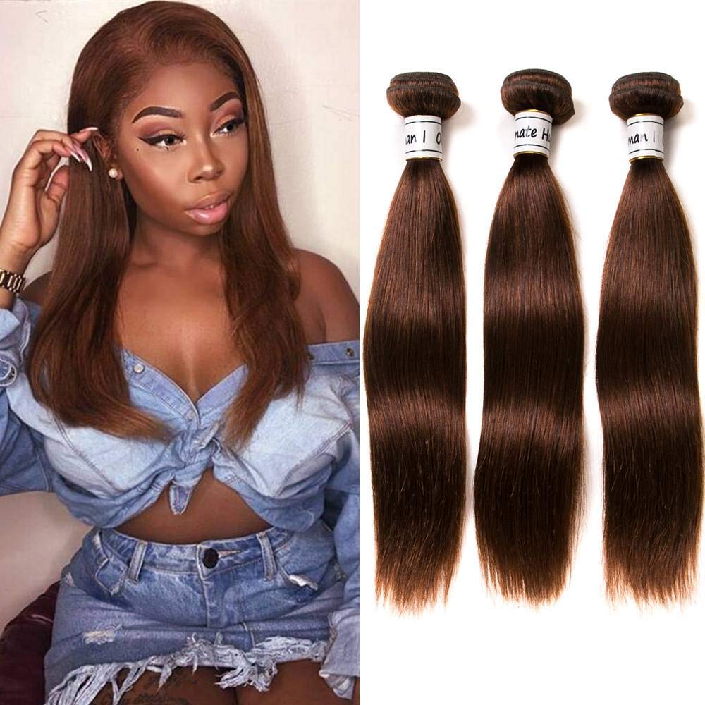 Ornate Hair Light Brown Hair Bundles Brazilian Straight Hair 3 Bundles Unprocessed Virgin Brazilian Brown Human Hair Weaves Remy