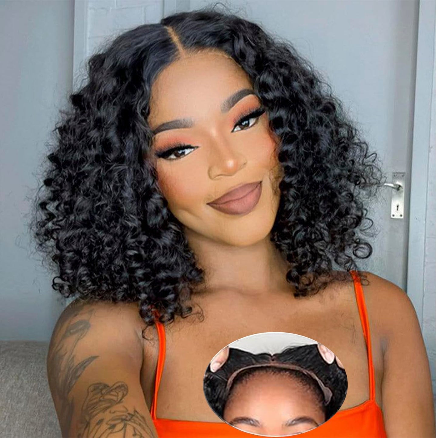 Wear And Go Glueless Bob Wig Human Hair Pre Plucked Pre Cut 13X4 Deep Curly Lace Front Wigs Human Hair For Black Women No Glue U