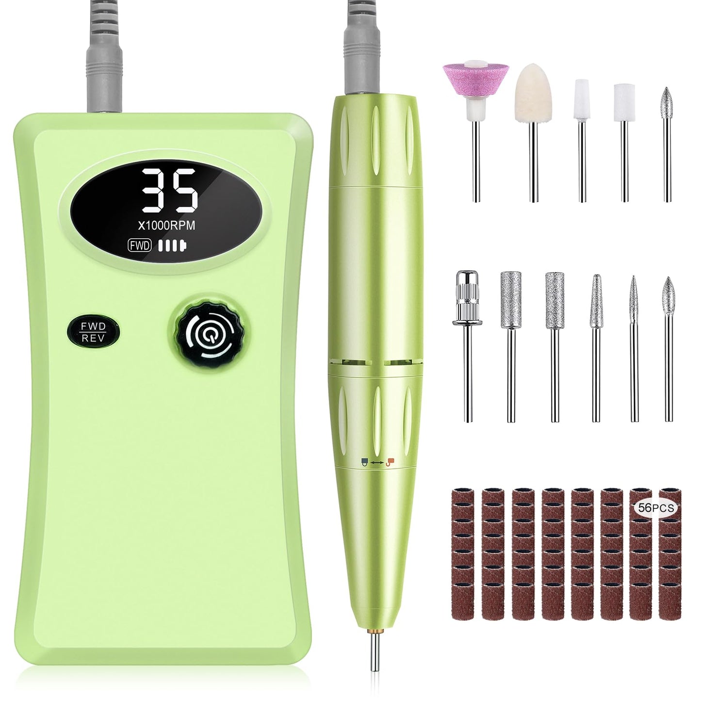 Professional Nail Drill Machine, Urbuti 35000Rpm Rechargeable Electric Nail File For Acrylic Nails, 4,000Mah, Portable E-File Na