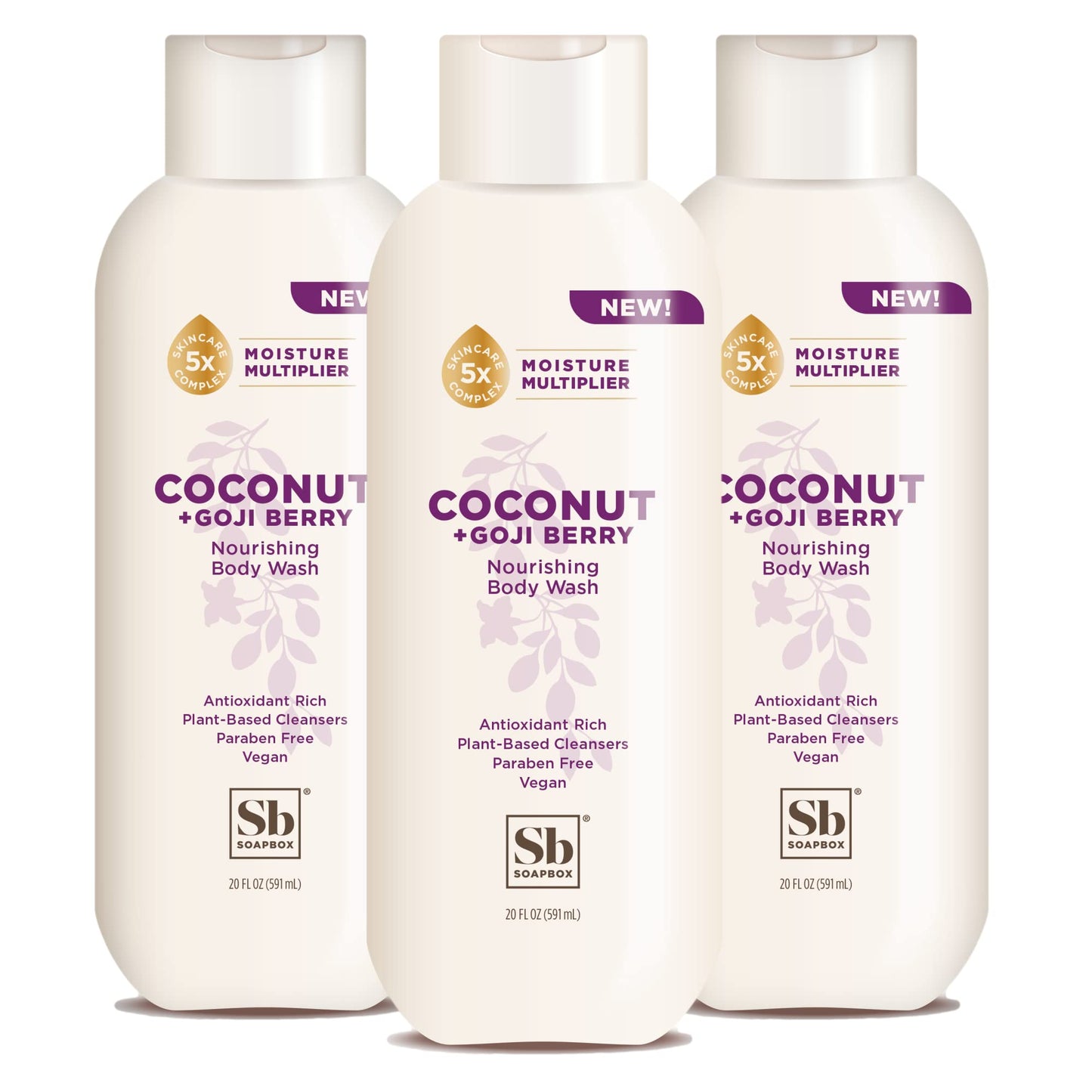 Soapbox Body Wash, Coconut + Goji Berry Body Wash For Women, Men, Vegan + Antioxidant Rich Moisturizing Soap With Shea Butter, P