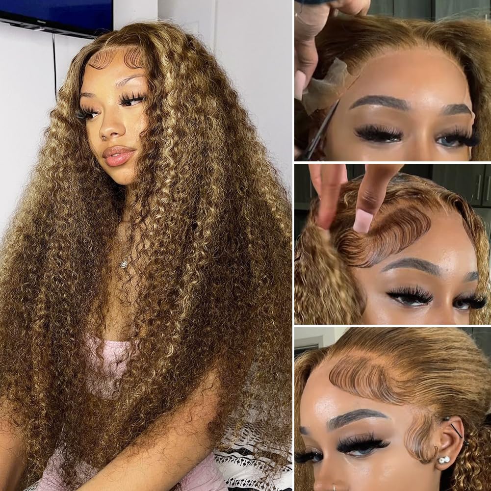 Cynosure 4/27 Highlight 13X5 Lace Front Wigs Human Hair Curly Wave Ombre Honey Blonde Hd Lace Front Wig Human Hair Pre Plucked 1