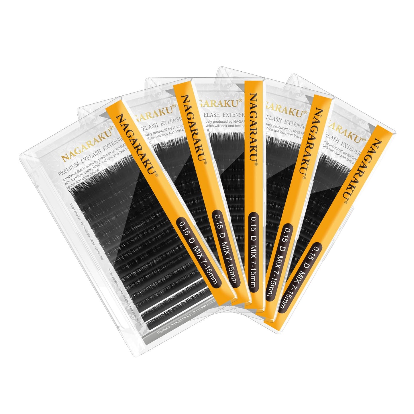 Nagaraku Eyelash Extensions Individual Lashes 0.15Mm D Curl 7-15Mm Mix Tray Classic Matte Black Natural Faux Mink 16 Rows 5 Tray
