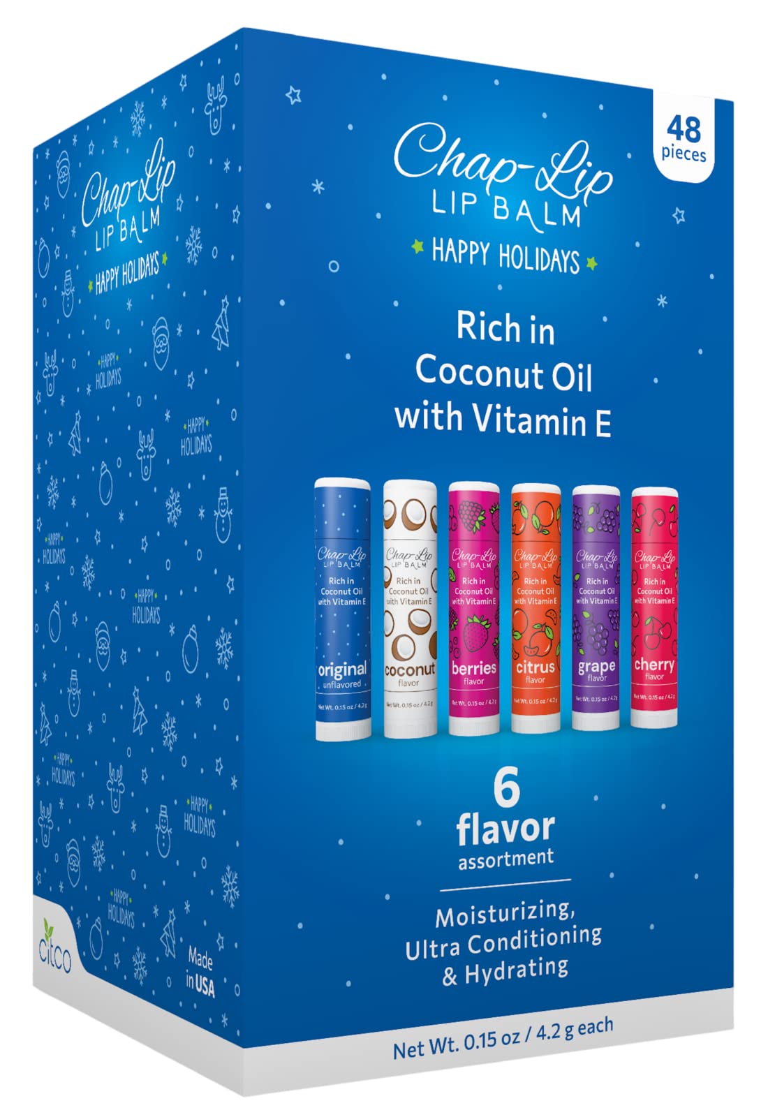 Chap-Lip Lip Balm Rich In Coconut Oil & Vitamin E - Moisturizing, Ultra Conditioning & Hydrating - Total Lip Moisturizer & Lip T