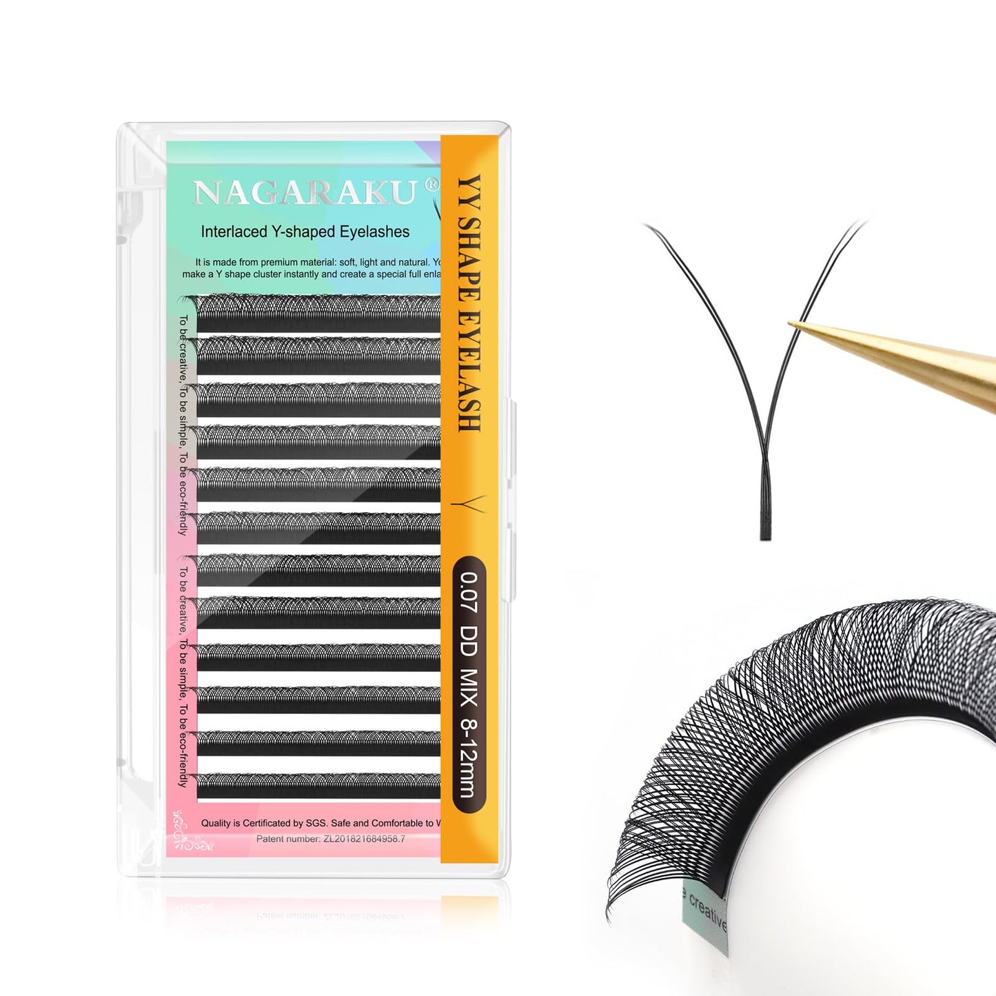 Nagaraku Yy Eyelash Extensions Supplies Y Lash 0.07Mm Dd Curl Mix Tray 8-12Mm Premade 4D Easy Fan Russian Volume Cluster Faux Mi