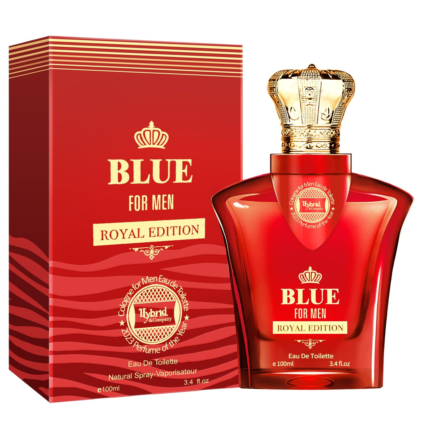 Hybrid & Company Blue For Men Fresh Sweet Strength Scent Mens Perfume,3.4 Fl Oz