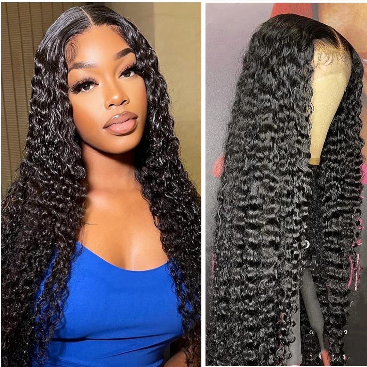 Manorshen Deep Wave Lace Front Wigs Human Hair 13X4 Lace Frontal Wigs For Women Glueless Transparent Lace 180% Density Human Hai