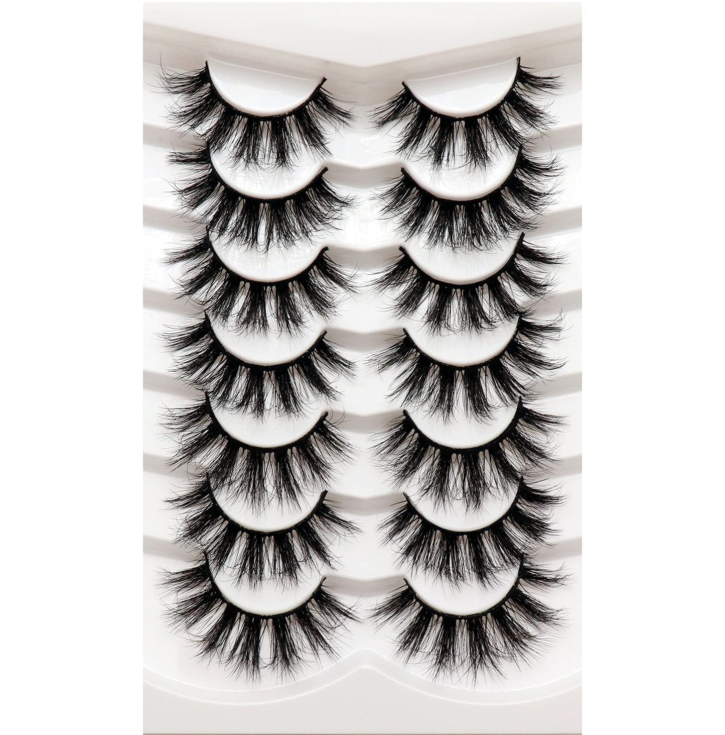 Losha Lashes Natural Fluffy Faux Mink Eyelashes Handmade Wispy Lashes 7 Pairs Pack False Lashes For Eye Makeup