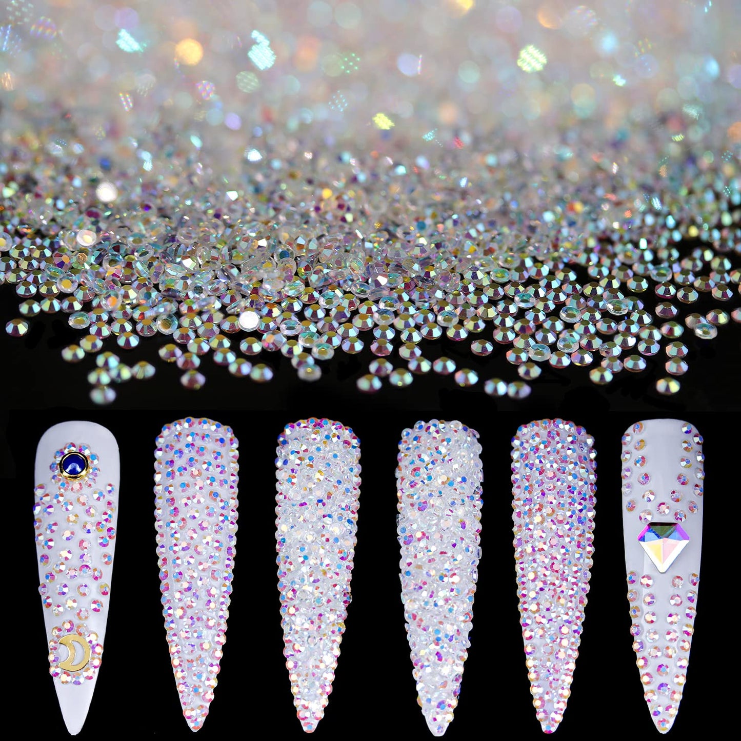 Tiny Nail Rhinestones 5000Pcs 1.7Mm Mini Pixie Ab Glass Crystals For Nail Art Manicure Iridescent Long Lasting Shine Small Rhine