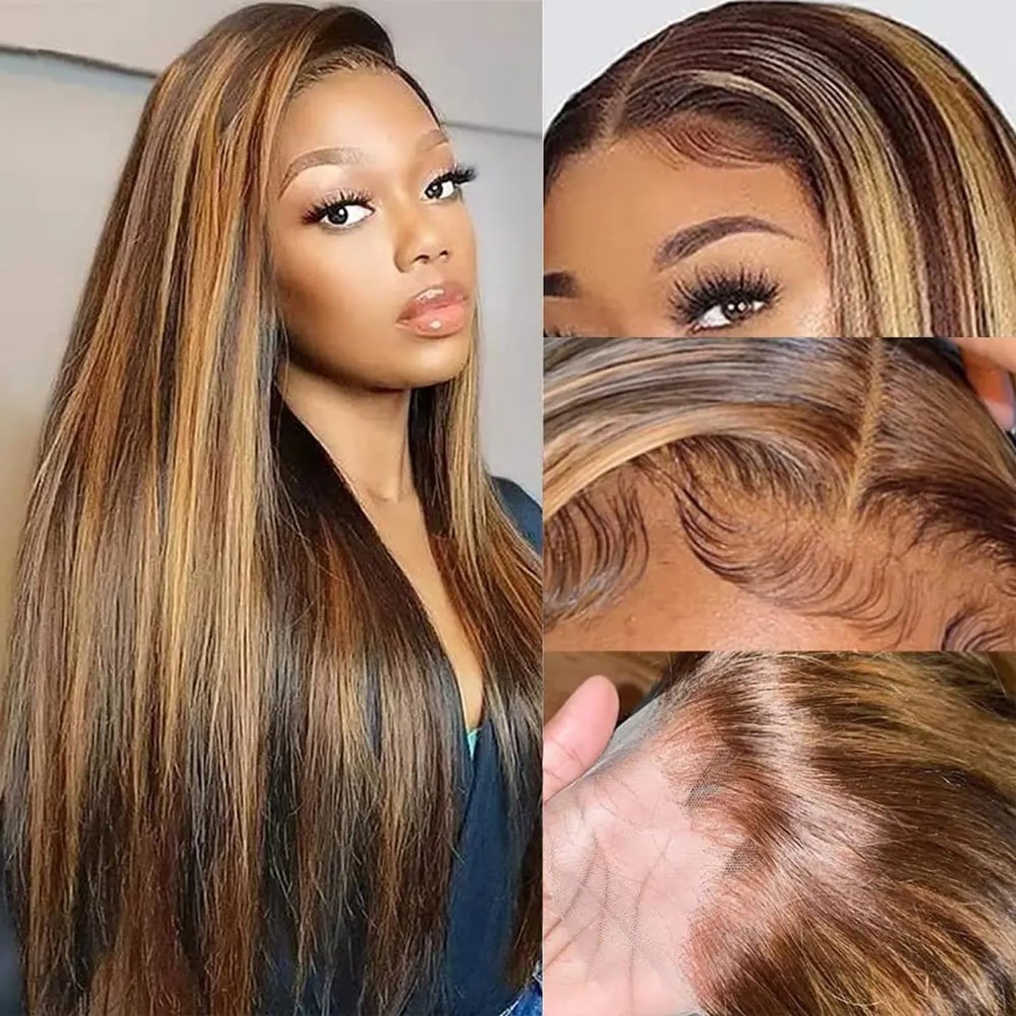 Metamuclia Honey Blonde 13X4 Hd Lace Front Wig Human Hair Highlight Straight Lace Frontal Wigs Human Hair Pre Plucked 20 Inch 18