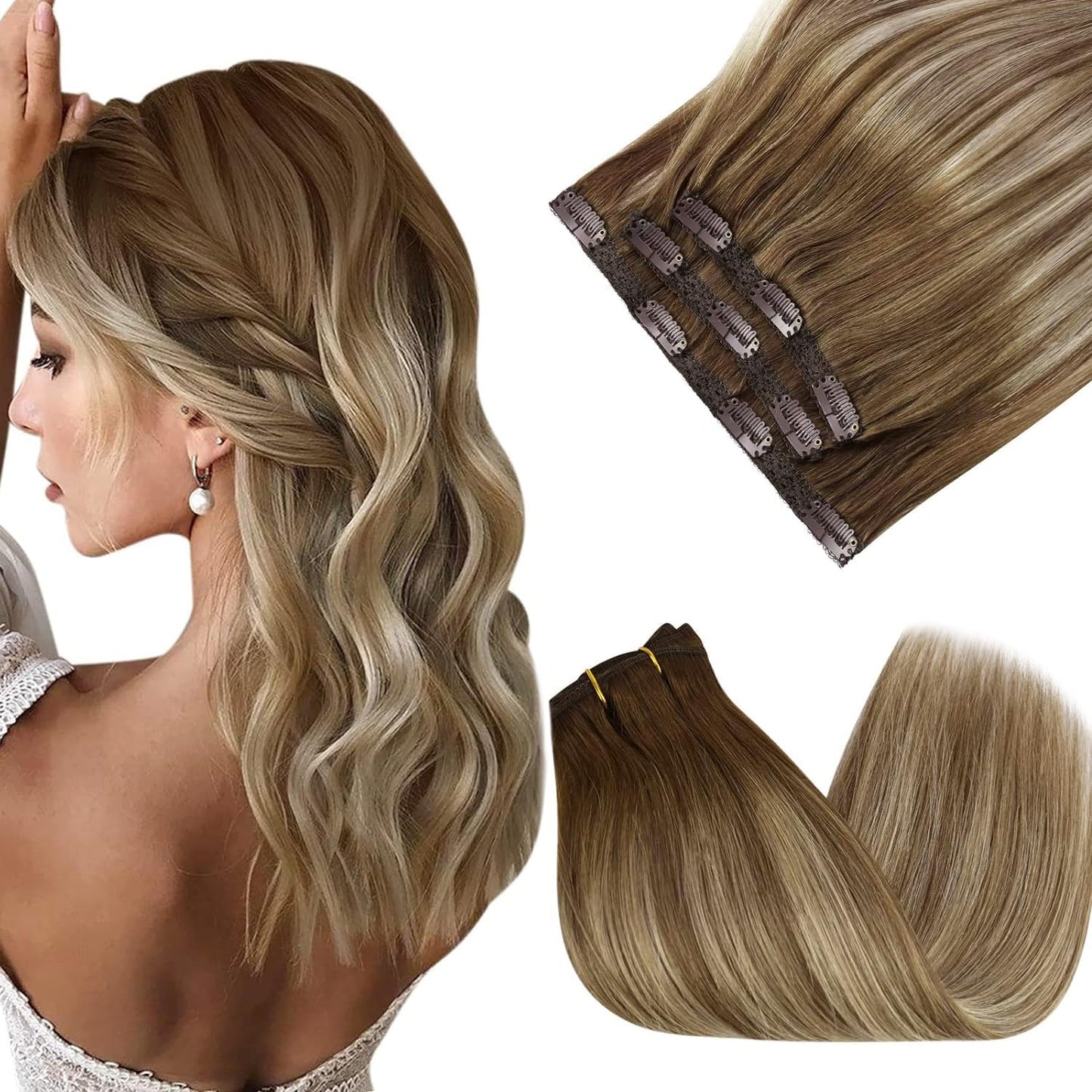 Sunny 22Inch Clip In Ombre Hair Extensions For Long Hair Clip In Extensions Balayage Hair Extensions Clip Ins Chestnut Brown Omb