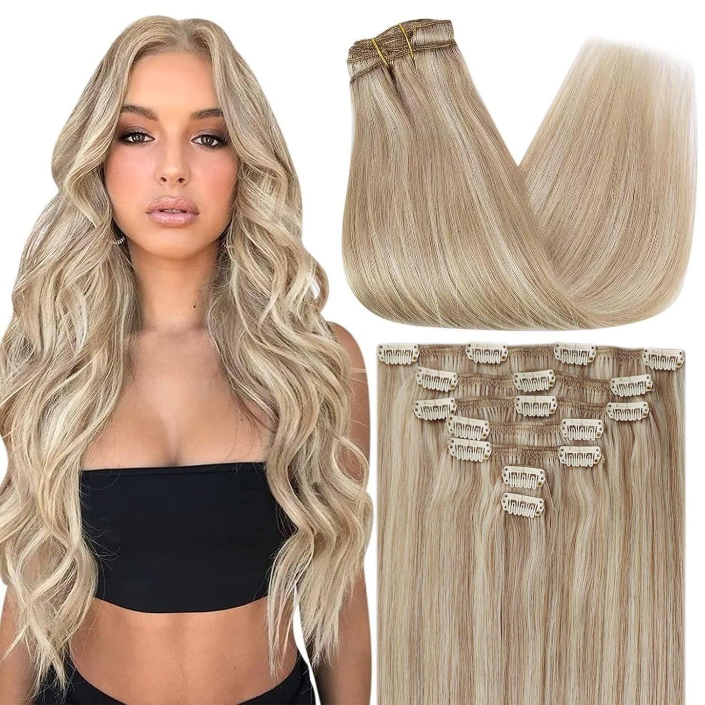 Sunny Clip In Hair Extensions Blonde Clip In Extensions Real Human Hair Ash Blonde Highlighted Bleach Blonde Hair Extensions Cli