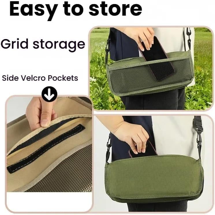 Foldable Backpack Stool, Mountaineering and Hiking Portable Stool, Pocket Handbag Stools, Lightweight Outdoor Seat with Adjustable Strap, Outdoor Zipper Pack Folding Chair for Travel Fishing