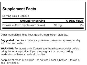 Swanson Potassium Citrate - Mineral Supplement Promoting Heart Health & Energy Support - Aids Optimal Nerve & Kidney Function with Natural Ingredients - (120 Capsules, 99mg Each) (2 Pack)