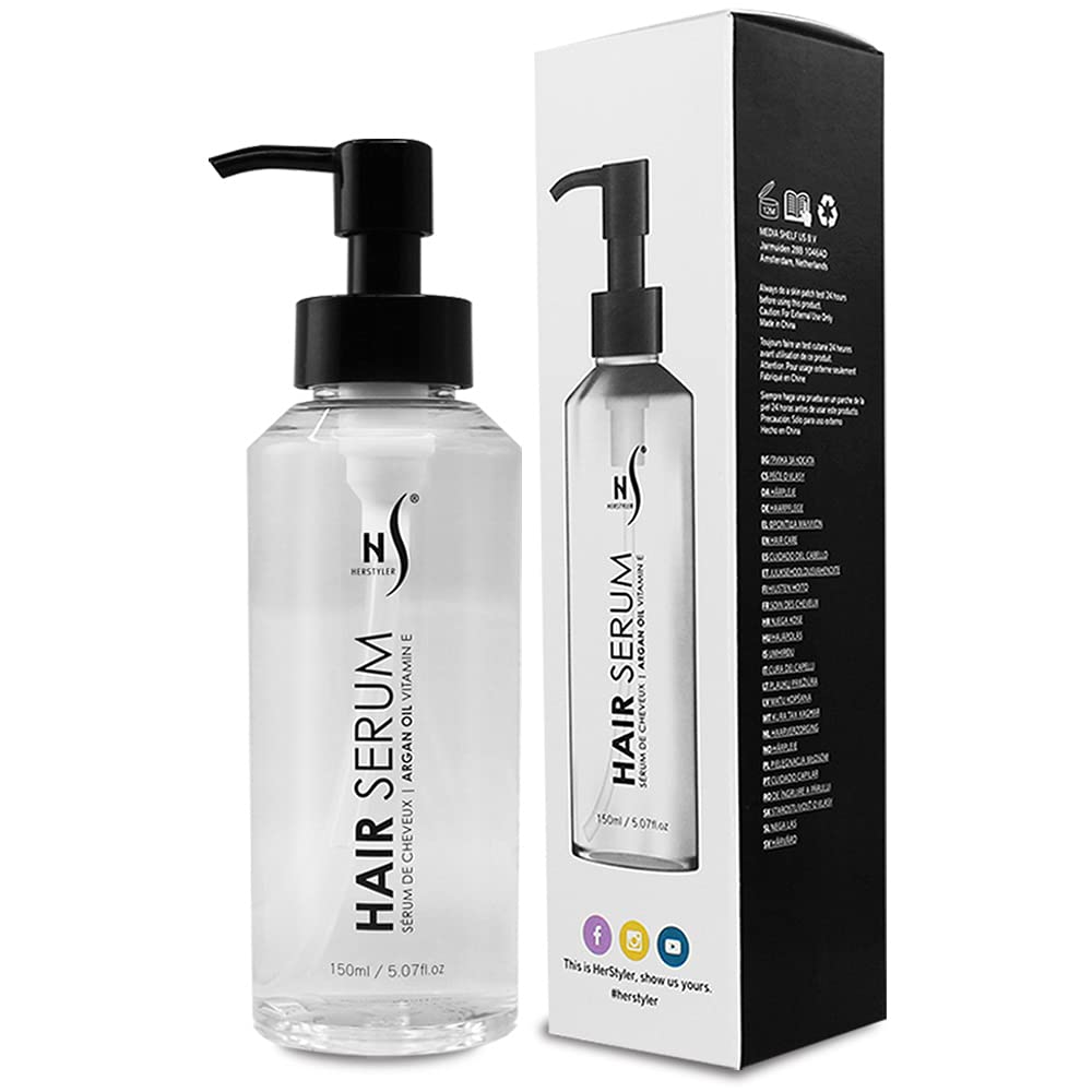 Herstyler Argan Oil Serum For Hair - New Packaging - Hair Serum For Dry Damaged Hair - Anti Frizz Hair Serum - 5.07 Fl Oz / 150