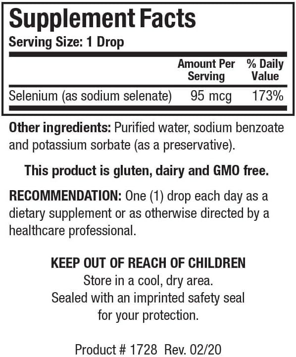 Biotics Research Aqueous Selenium Liquid Formula, 95 mcg Selenium Drop, Thyroid Gland Function, DNA Production, Cognitive Health, Potent Antioxidant 0.5 Fluid Ounces