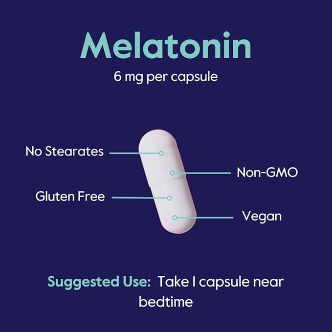 BESTVITE Melatonin 6mg (240 Vegetarian Capsules) (120 x 2) - No Stearates - Vegan - Non GMO - Gluten Free