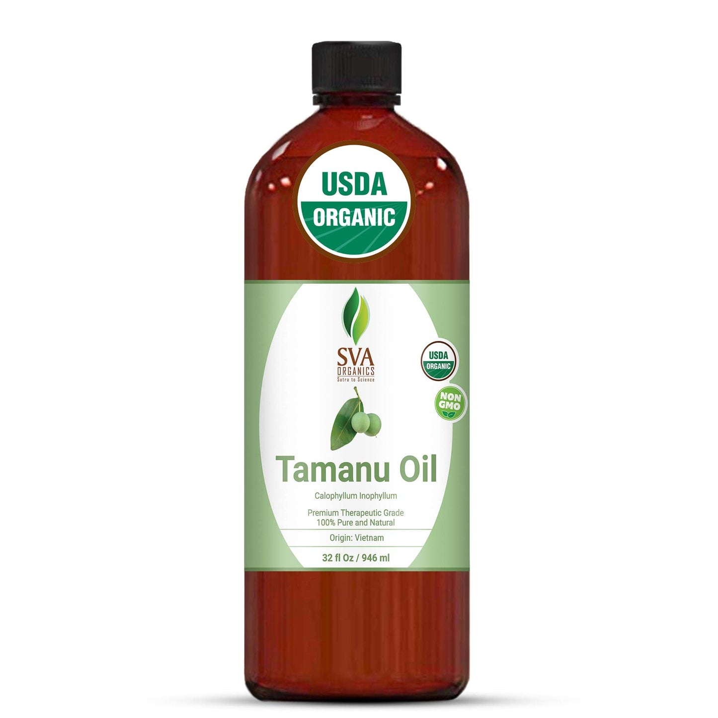 Sva Tamanu Seed Oil Organic - 32 Fl Oz - 100% Natural Cold Pressed Organic Tamanu Oil - For Face, Skin Care, Hair Care, Scalp Ma