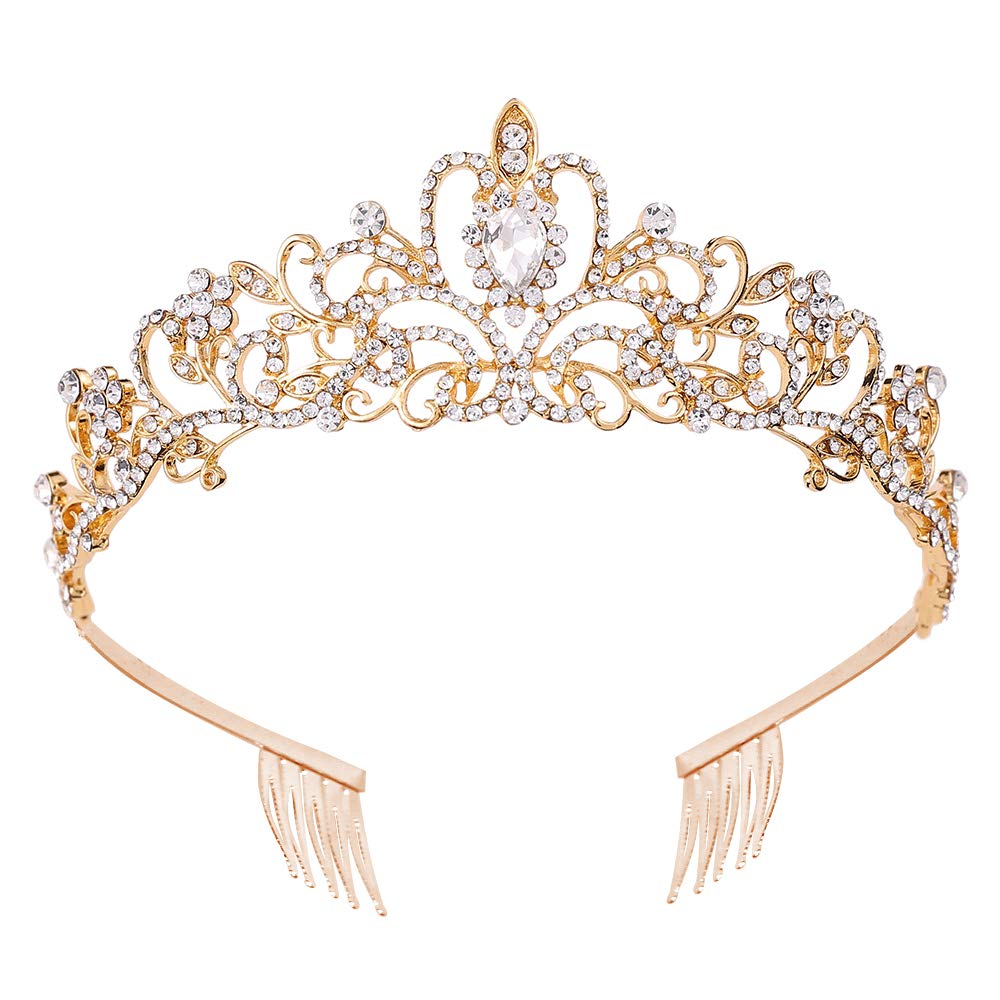 Aoprie Silver Crystal Tiara Crowns For Women Girls Princess Elegant Crown With Combs Women'S Headbands Bridal Wedding Prom Birth