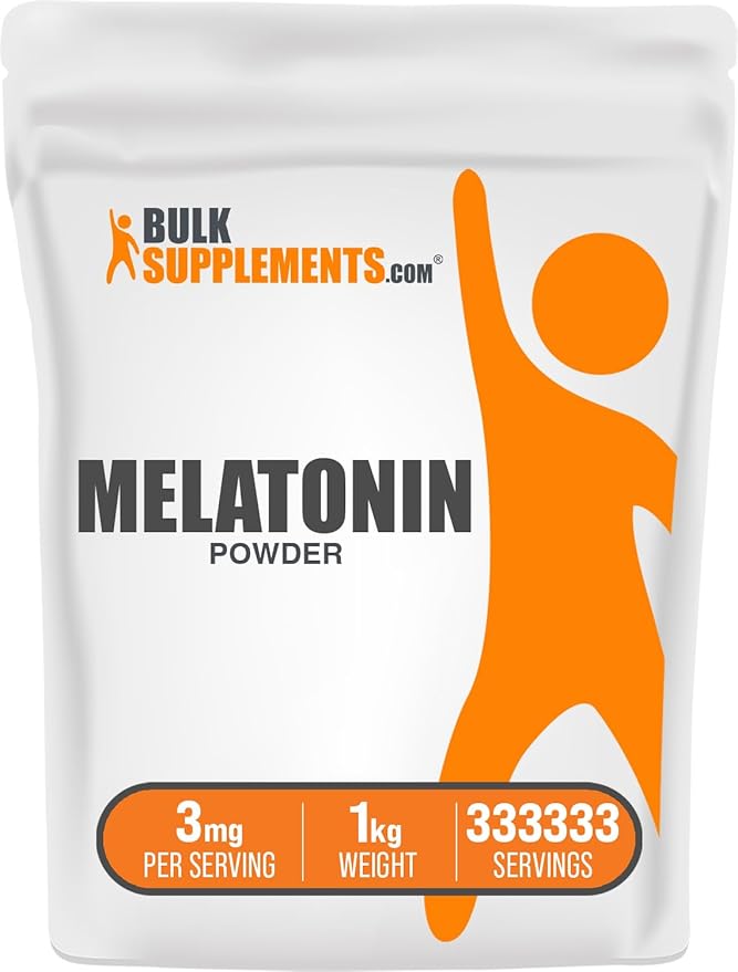 BulkSupplements.com Melatonin Powder - Sleep Supplement, Melatonin for Adults, Melatonin 3 mg - Vegan Melatonin, Pure & Gluten Free, 3mg per Serving, 1kg (2.2 lbs) (Pack of 1)