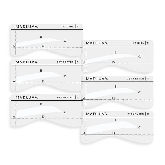 Madluvv Eyebrow Shaper Stencils, Reusable Brow Mapping Template For Pmu Professionals, Semi-Permanent Makeup Mapping, 6 Stencils