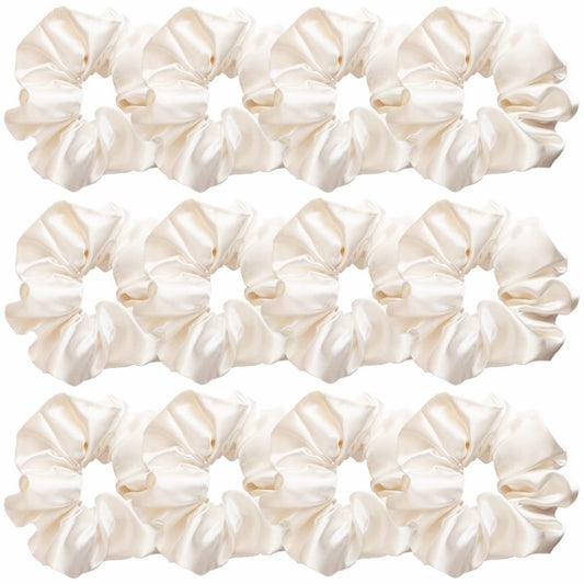 12 Pcs Satin Silk Scrunchies, Hair Ties, Hair Bands, Bow Ropes, Elastic Bracelets, Ponytail Holders, Hair Accessories For Women