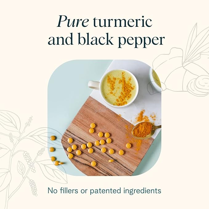 Ora Organic Turmeric Curcumin with Piperine - Pure Extracts for Joint Stress and Cardiovascular Health, Support Healthy Cognitive Function, No Filler Ingredients - 90 Vegan Tablets, 1 Month Supply