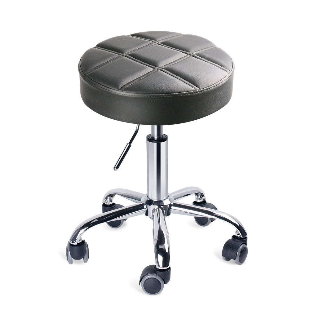 Leopard Round Rolling Stools, Adjustable Work Medical Stool With Wheels (Grey)