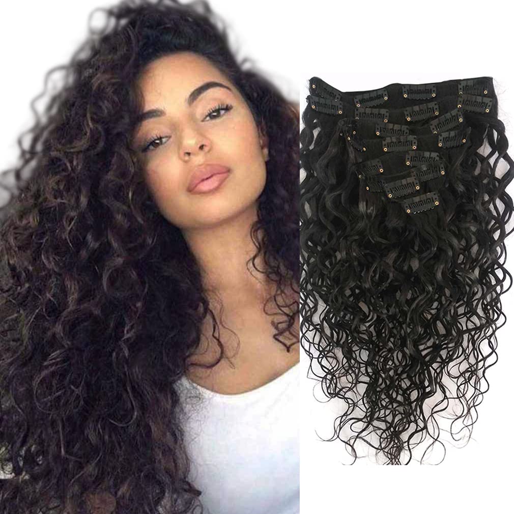 Doren Deep Curly Clip In Human Hair Extensions For Women 8Pcs 20Clips 120G 8A Virgin Remy Brazilian Wavy Curly Hair Natural Colo