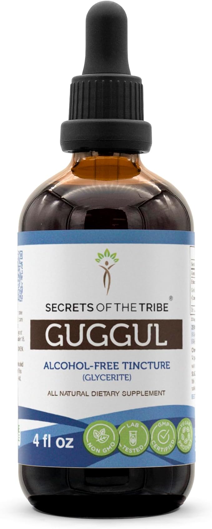Secrets of the Tribe Guggul Tincture Alcohol-Free Liquid Extract, Guggul (Commiphora Mukul) Dried Gum (4 FL OZ)