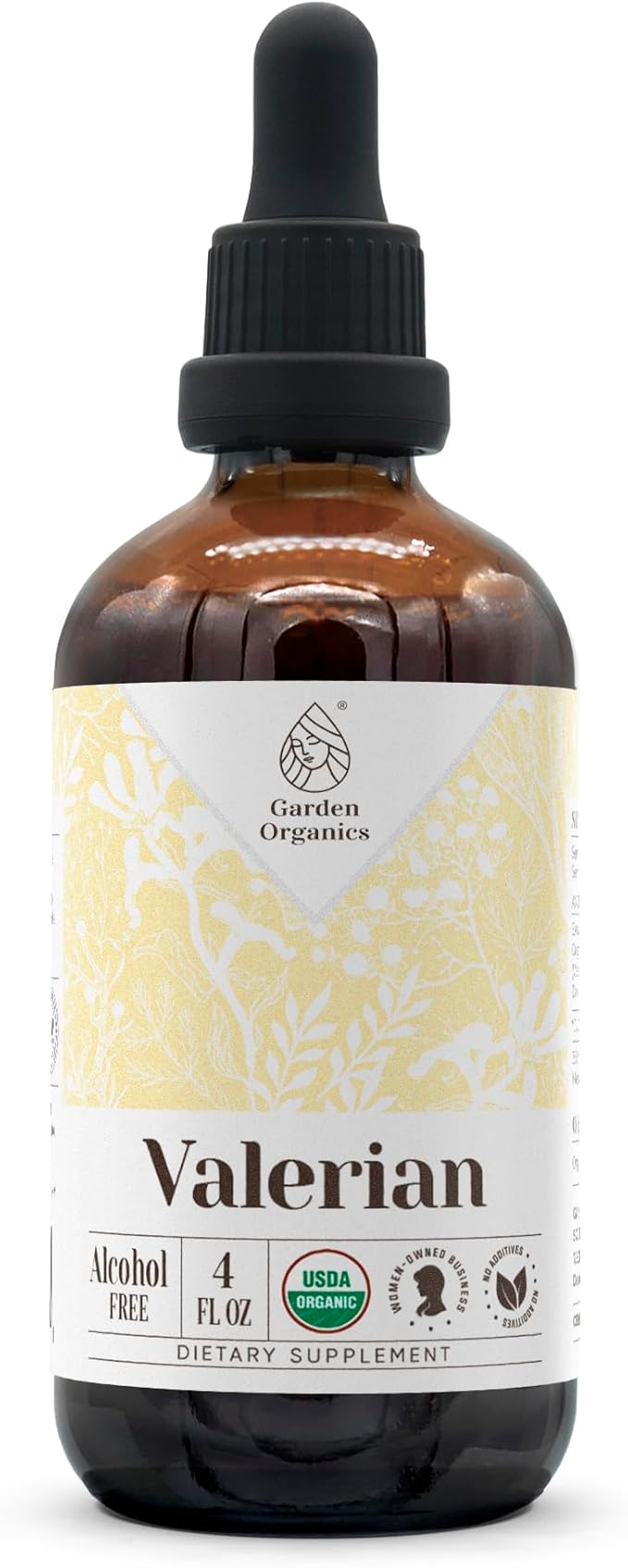 Valerian USDA Organic Alcohol-Free Extract | Dietary Supplement, High-Potency Tincture | Natural Certified Organic Valerian (Valeriana officinalis) Dried Root (4 oz)