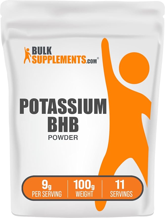 BulkSupplements.com Potassium BHB Powder - Beta-HydroxyButyrate Powder, BHB Supplement - Unflavored & Gluten Free, 9g per Serving, 100g (3.5 oz) (Pack of 1)