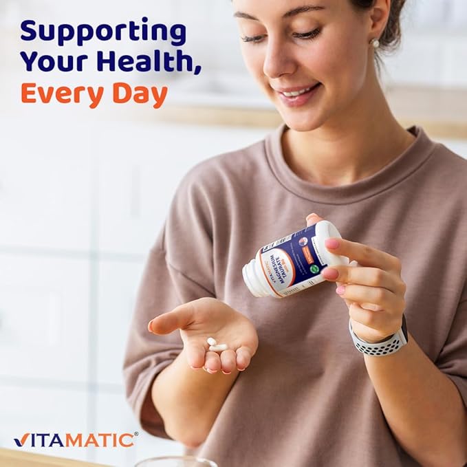 Vitamatic Magnesium Taurate 1500mg per Serving - 180 Vegetarian Capsules (Provides 300 mg of Elemental Magnesium) - Added B6 for Maximum Absorption - Supports Muscle, Joint, and Heart Health*