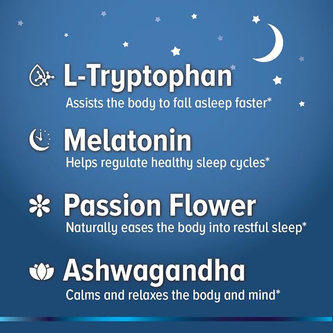Relaxation Sleep Aid, Natural Non-Habit Forming, Sleep Supplement Developed to Support for Longer & Better Sleep, Chamomile, Magnesium, Melatonin, Ashwagandha, GABA, Drug-Free (60 Count)