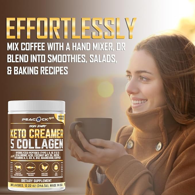 Collagen Keto Creamer Powder, Coconut MCT, Peptides, Unflavored, Hydrolyzed, B12, Magnesium (36.66 Ounces (Pack of 3))