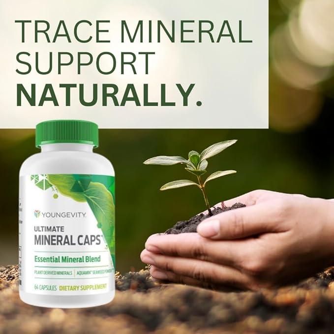 Youngevity Ultimate Mineral Caps™ - 70+ Essential Full Spectrum Trace Minerals - Nutrient-Dense, Derived from Humic & Aquamin Seaweed (64 Capsule) (Pack of 4)