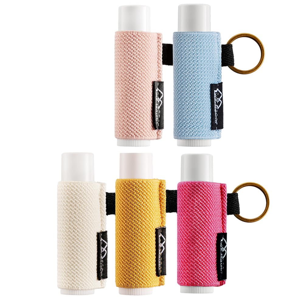 Wk Ieason - Lip Balm Holder Keychain Clip On Lipstick Sleeve Chapstick Sleeve Holder Keychain Pack Of 5