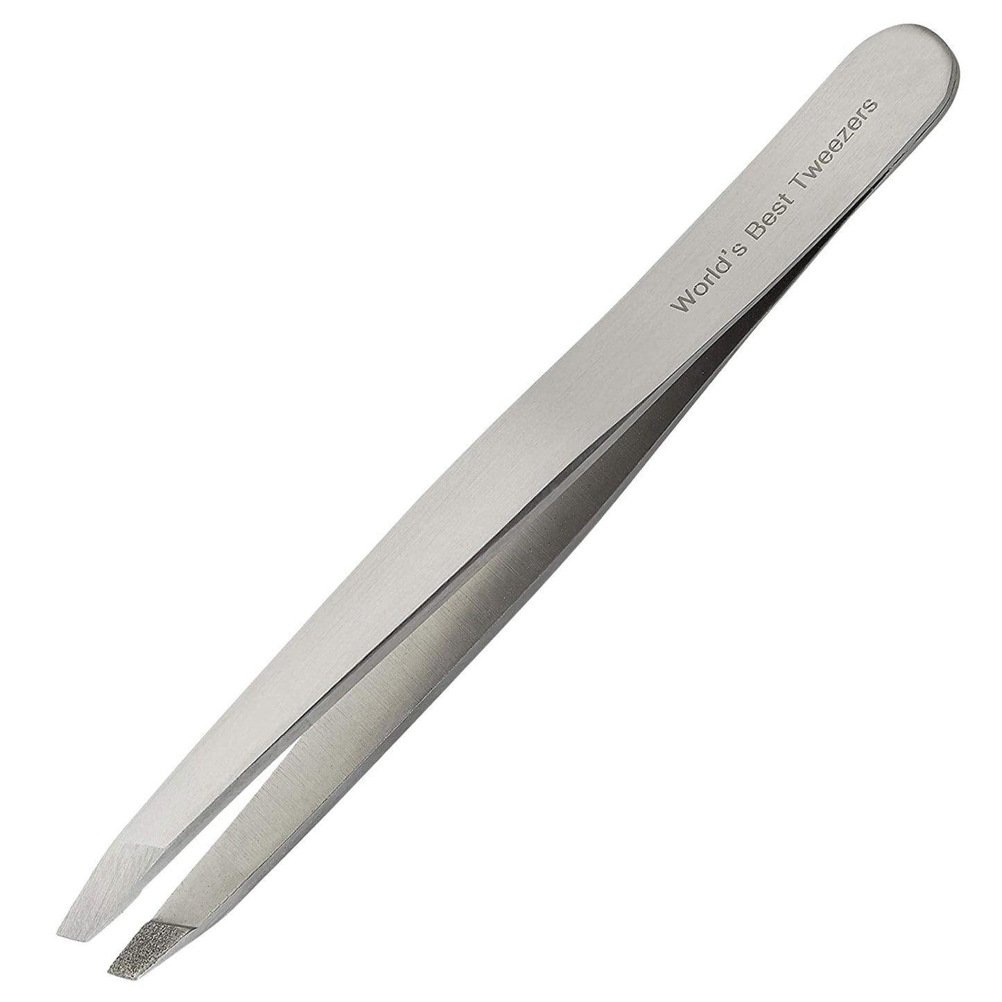 World's Best Tweezers Diamond Tip Tweezer - Diamond Coated Slant Tip Precision Eyebrow Tweezer, Facial & Ingrown Hair Remover -