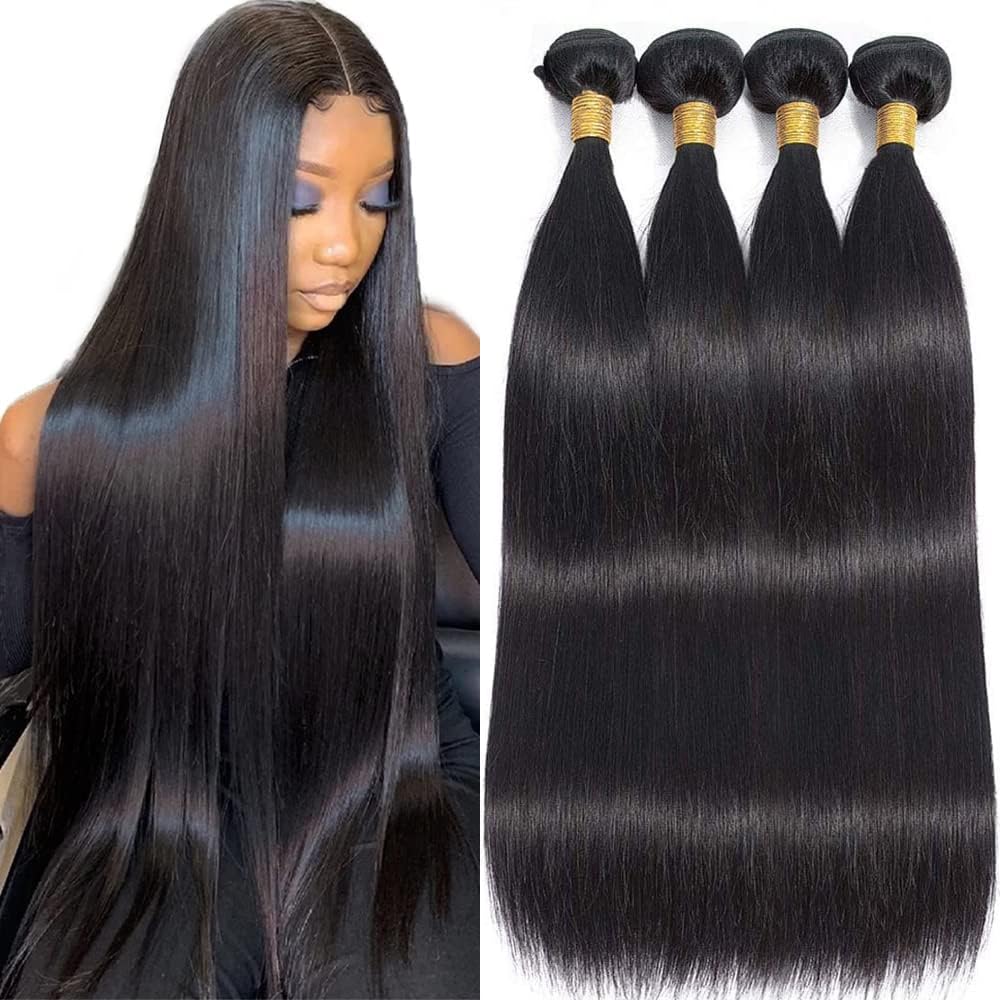 Human Hair Bundles Straight 18 20 22 24 Inch Brazilian Virgin Hair 4 Bundles Human Hair Straight 100% Unprocessed Straight Hair