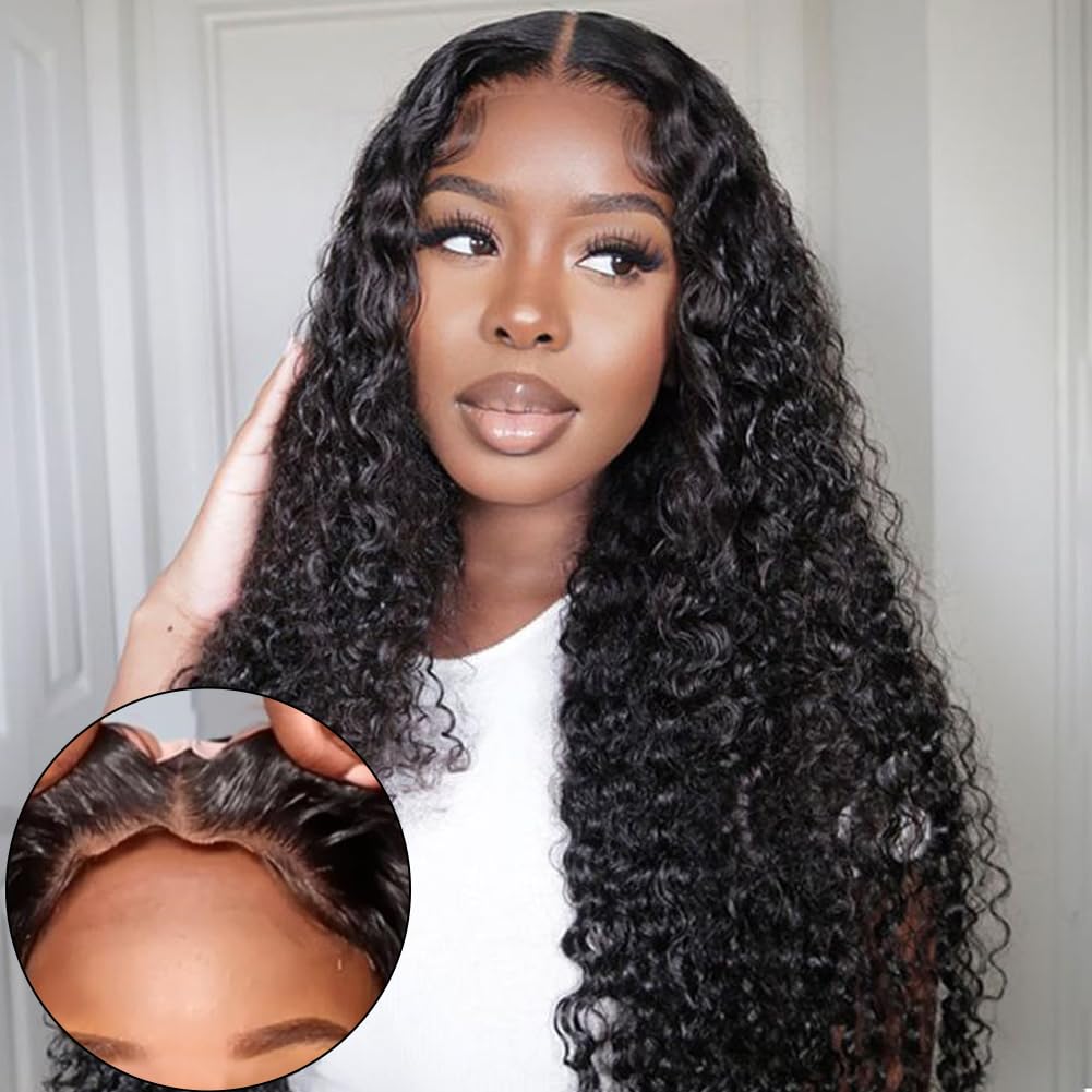Yuzhou Grace 5X5 Hd Lace Glueless Closure Wigs Human Hair Pre Plucked Pre Cut With Elastic Band Ready To Wear Deep Wave Curly Wi