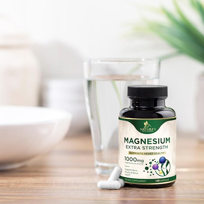 Magnesium Supplement (Citrate Oxide) 1000mg for Best Absorption, Supports Bone, Heart Health, Nerves, Muscles & Metabolism, Nature's Pure Magnesio Vitamin Pills, Bottled in USA, 120 Capsules
