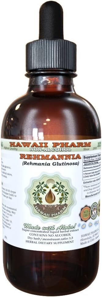 Rehmannia Alcohol-Free Liquid Extract, Organic Rehmannia (Rehmania Glutinosa) Dried Root Glycerite Natural Herbal Supplement, Hawaii Pharm, USA 4 fl.oz