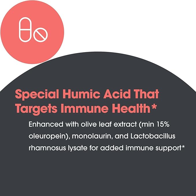 Allergy Research Group Humic-Monolaurin Complex - Immune System Support, Humic Acid Supplements, with Olive Leaf, Vegetarian Capsules - 120 Count