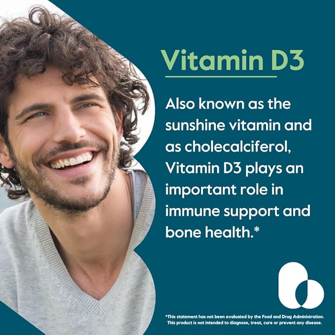 BESTVITE Vitamin D3 5000 IU (365 Capsules) - No Stearates - Non GMO - Gluten Free - 1 Year Supply of Vitamin D