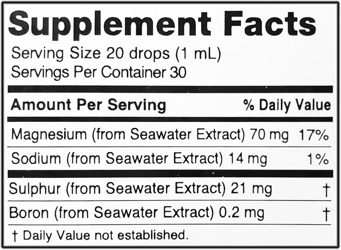 Oriel Liquid Magnesium Drops for Sports, Rapid Absorption, Free Ion Magnesium, Minerals and 78 Trace Elements, Supports Normal Electrolyte Balance, Performance, Endurance, Recovery, 30ml 30-Day Supply