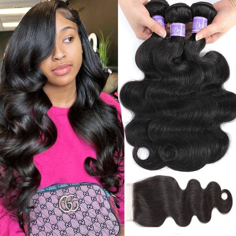 Human Hair Bundles With Hd Closure Brazilian Virgin Hair Body Wave 100% Unprocessed Brazilian Body Wave Virgin Hair Bundles With