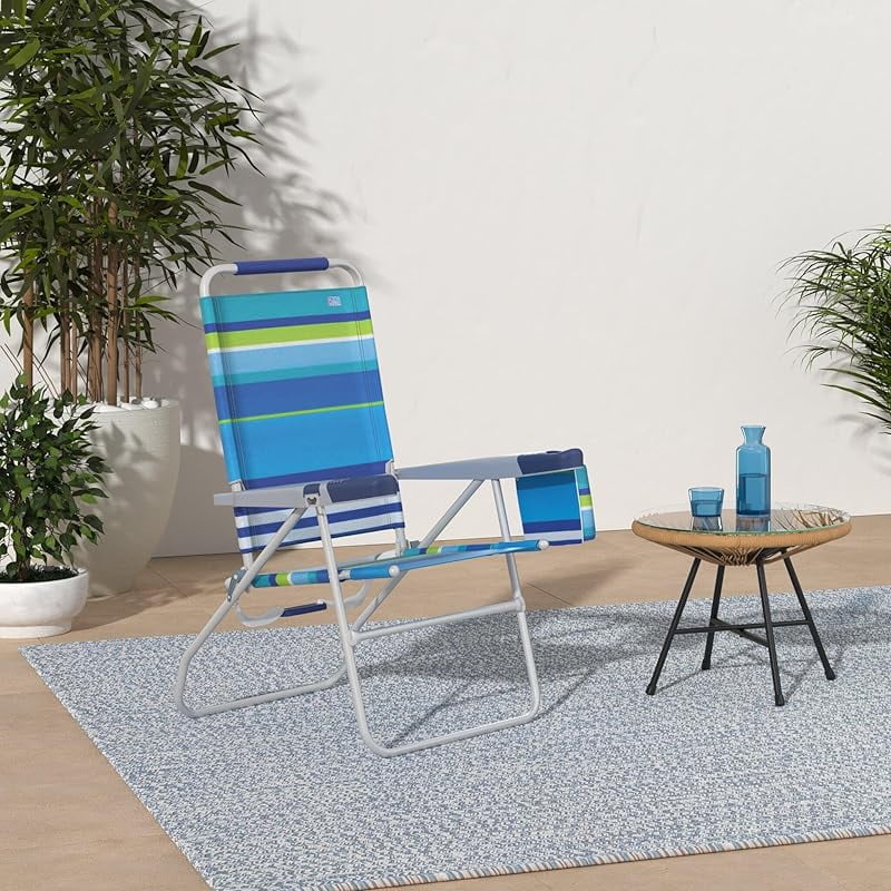17" Extended Height 4-Position Folding Beach, Camping, Lawn Chair